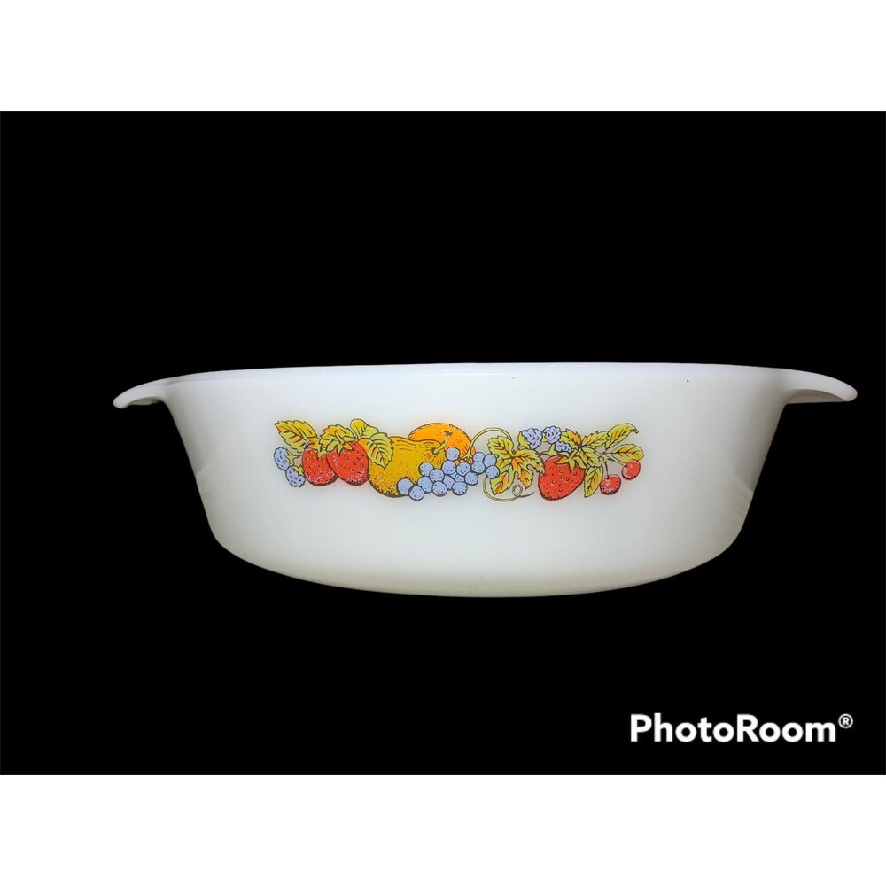 Vintage Fire King Anchor Hocking Fruit Harvest 1.5 QT 1.5 L Casserole Dish 433